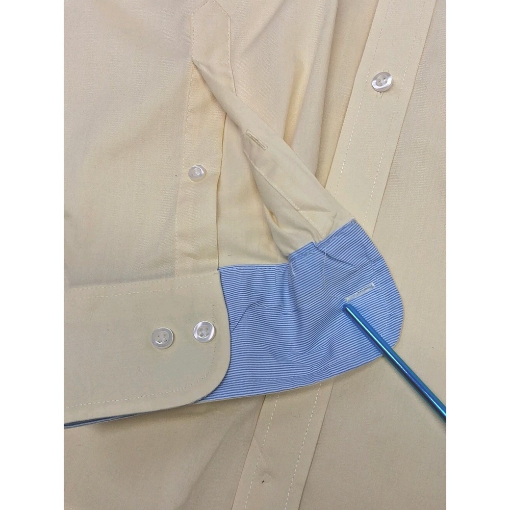 Chaps Men's (2XL) 18-18 1/2 34/35 Wrinkle Free Button Dress Shirt Yellow NWOT - Picture 8 of 13